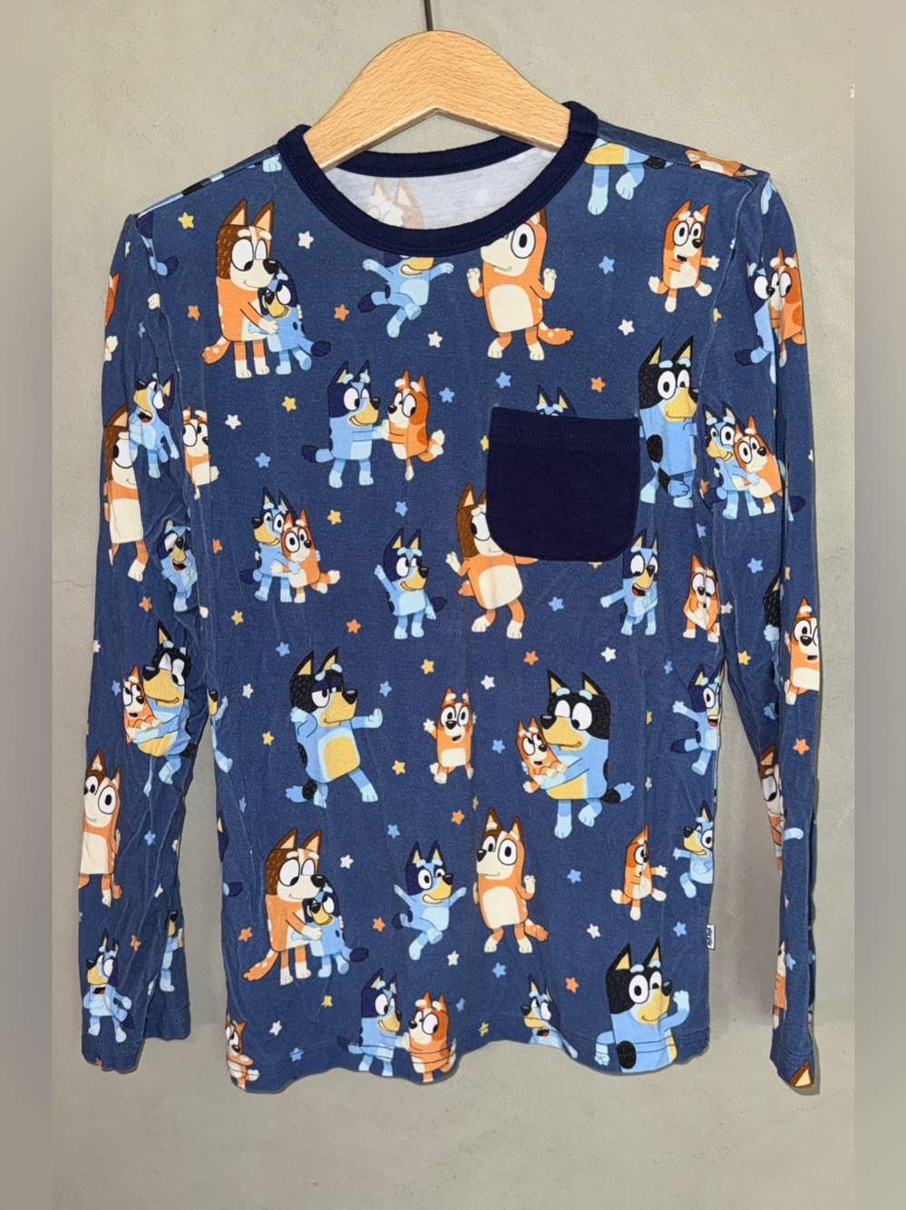 Little Sleepies bamboo Bluey Dance Mode long sleeve pocket t shirt